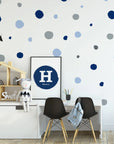 Blue & Grey Polka Dot Wall Decal - Decals Dots