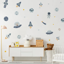 Sticker mural pour enfant Planètes bleues