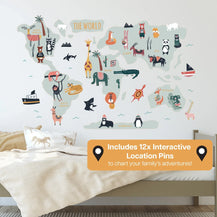 Sticker mural lumineux et interactif avec carte du monde