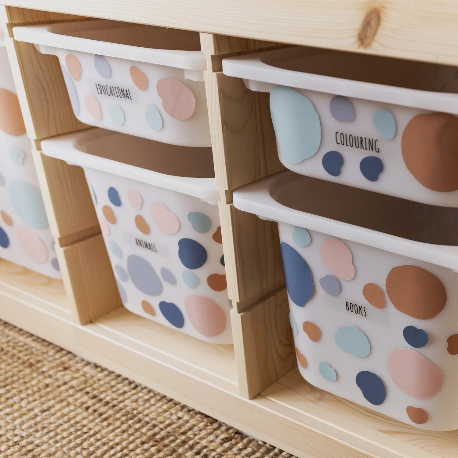 Dots Boho - Storage Tub Decals Organisational Tubs