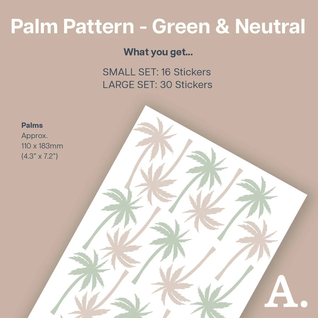 Green &amp; Neutral Palm Wall Decals - Pattern - Decals