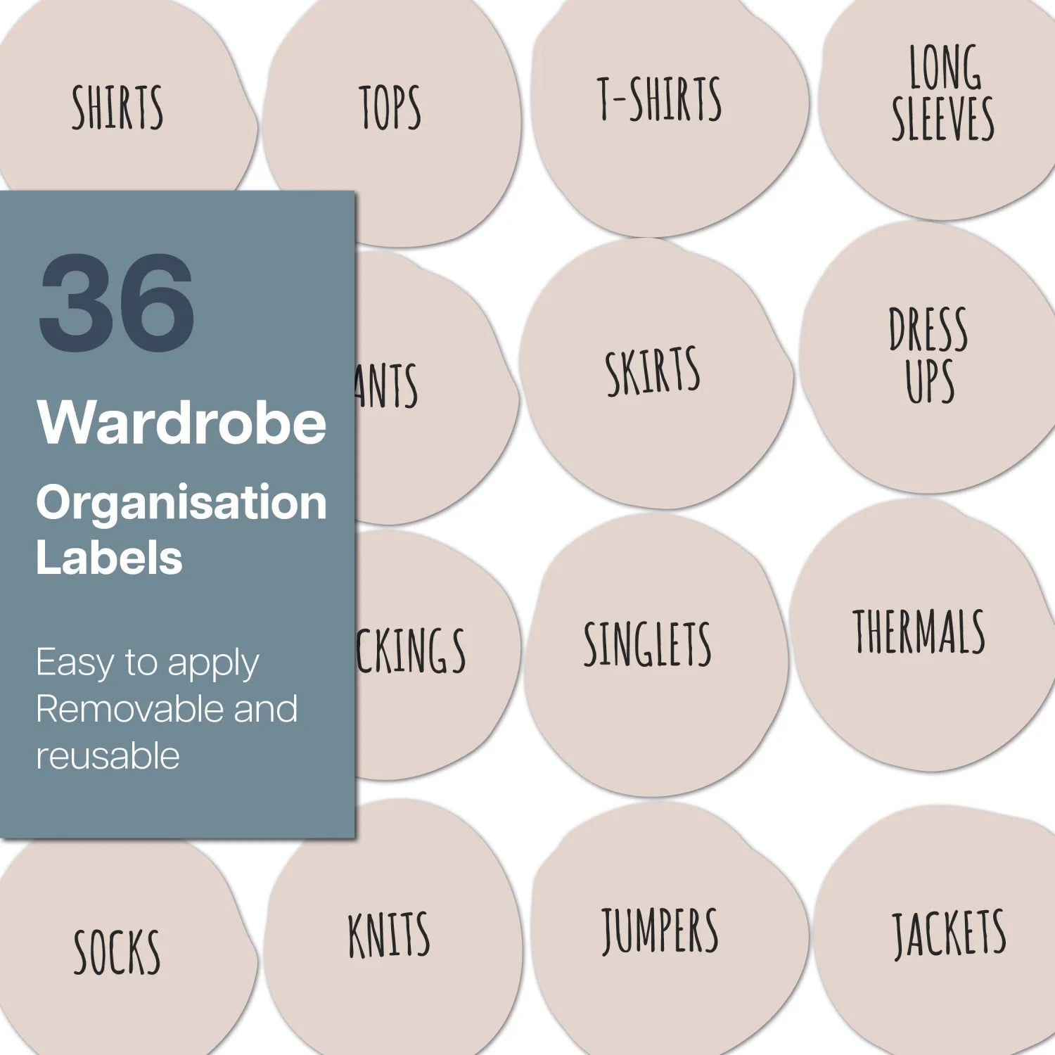 Kids’ Wardrobe Labels - Neutral - Organisation Labels