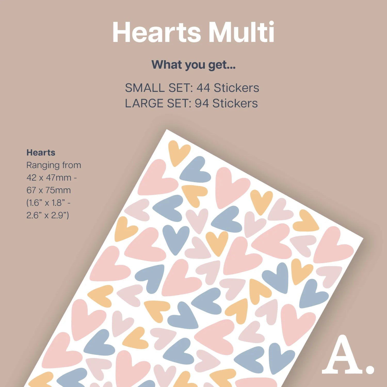 Multi Hearts Wall Decal - Decals - Abstract Shapes