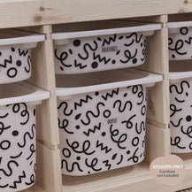 Squiggle Black – Stickers muraux pour bacs de rangement