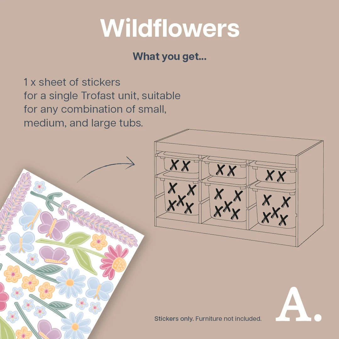 Wildflowers - Storage Tub Decals - Organisational Tubs